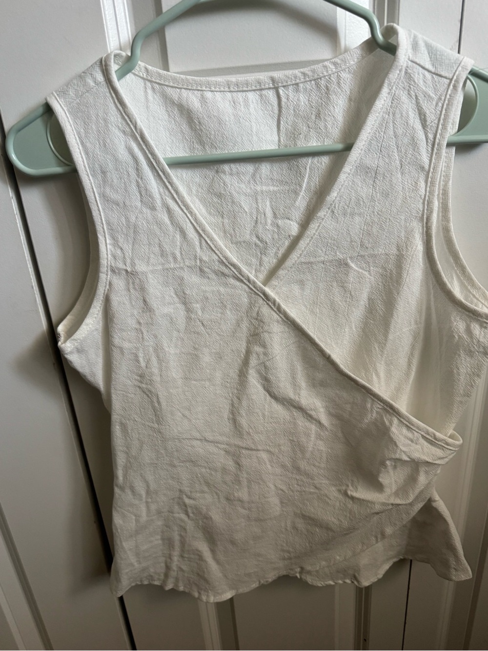SHEIN Cream Wrap-Front Sleeveless Tank Top